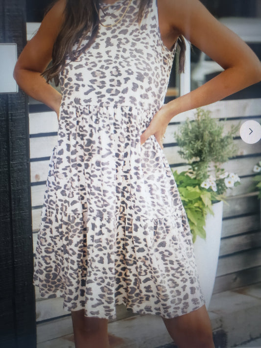 Leopard Print Ruffled Dress